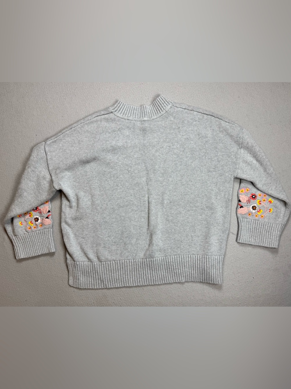Boden Women’s Floral Embroidered Crew Neck Knit Sweater In Grey Size 16/18 - Picture 4 of 4